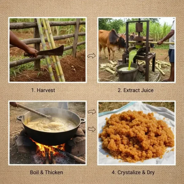 Cane sugar used in tea and Indian sweets.