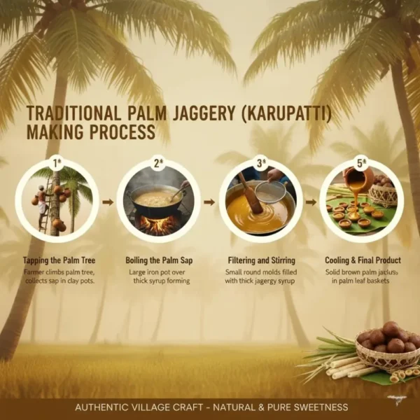 Palm Jaggery (Karupatti) – Pure Natural Sweetener from Tamil Nadu in Traditional Palm Leaf Basket | MyVnaturals