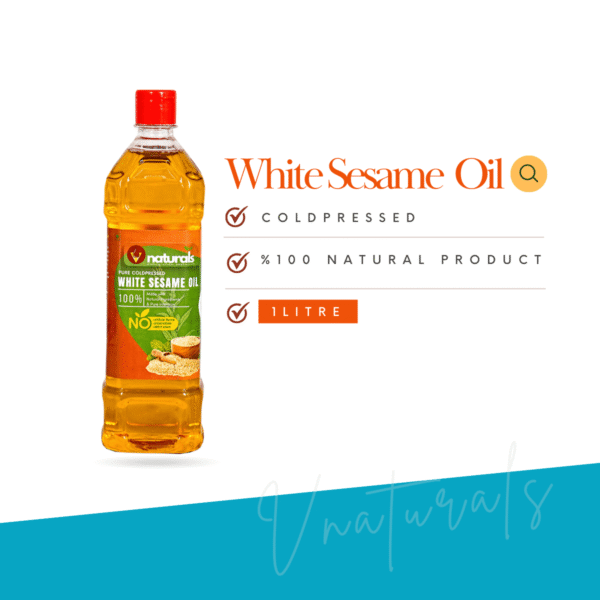 Cold pressed white sesame oil from myvnaturals – 100% pure natural cooking and wellness oil