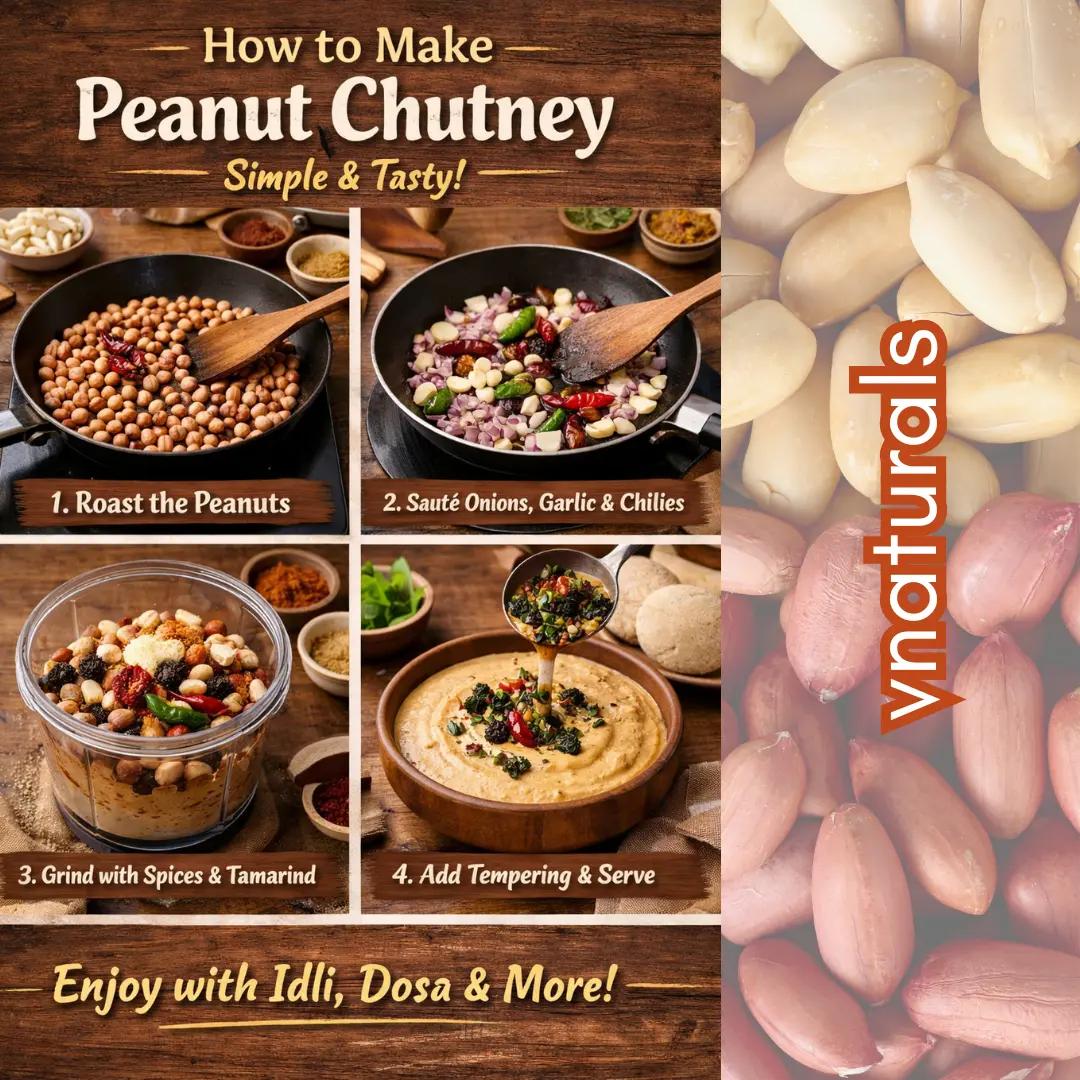 Homemade peanut chutney prepared with roasted groundnuts and spices