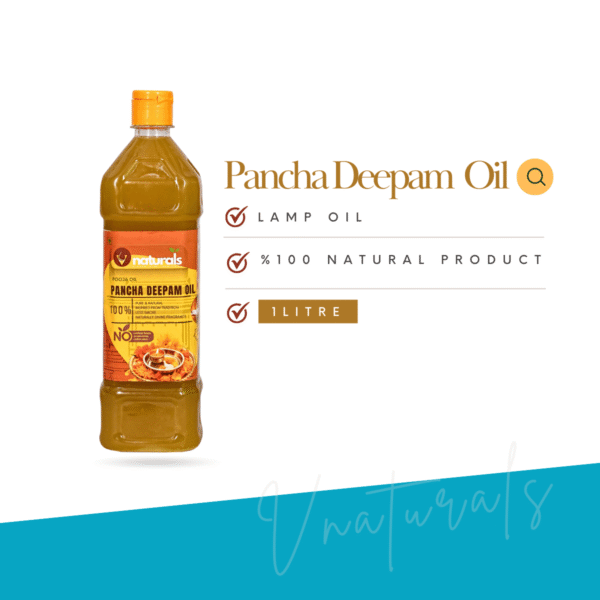Bottle of Pancha Deepam Oil – traditional 5-oil blend used for Hindu pooja rituals