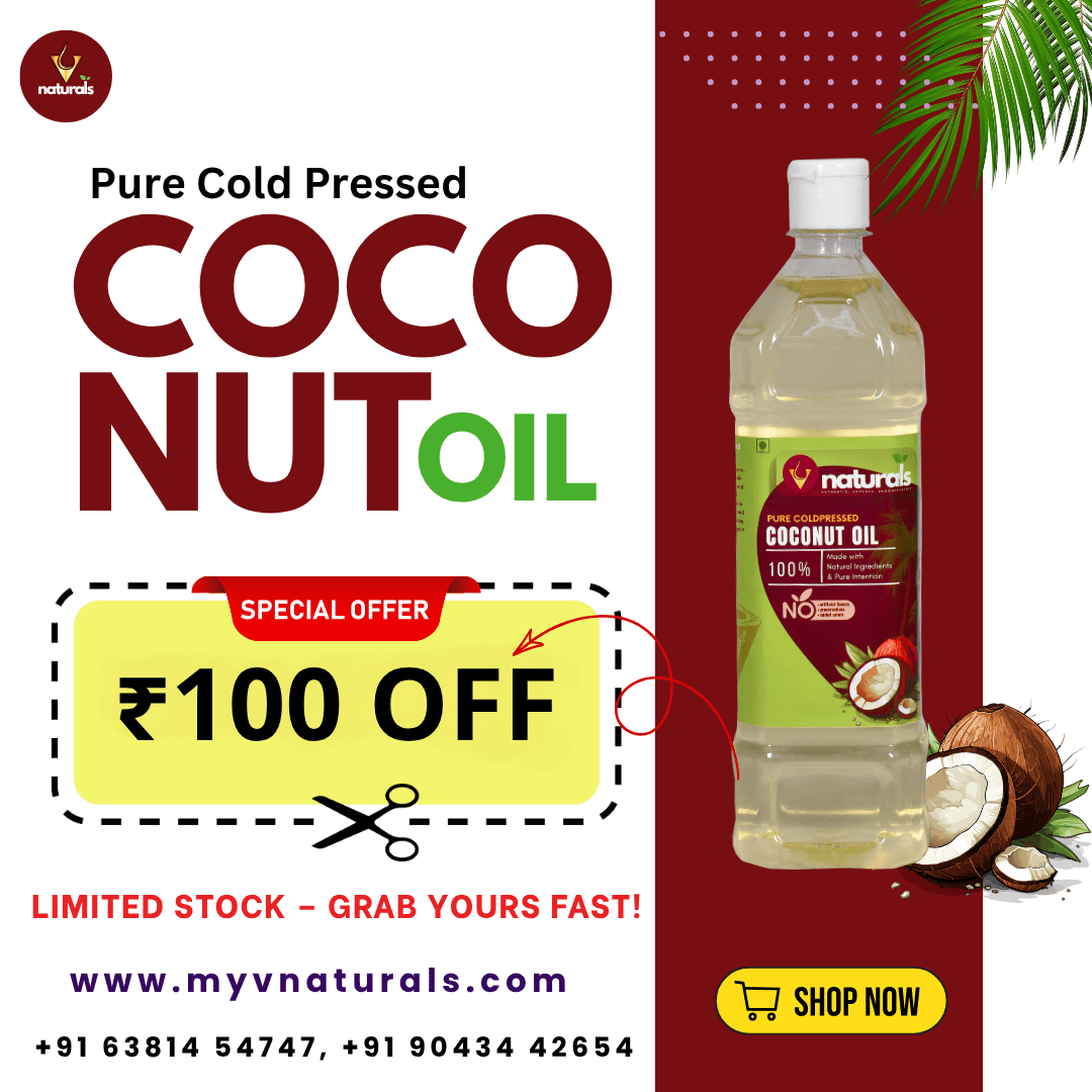 Cold-Pressed Coconut Oil Offer – Get ₹100 Discount on 1 Litre Bottle