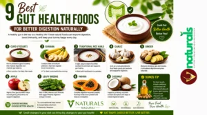 9 best gut health foods for better digestion naturally including curd banana ginger garlic and papaya