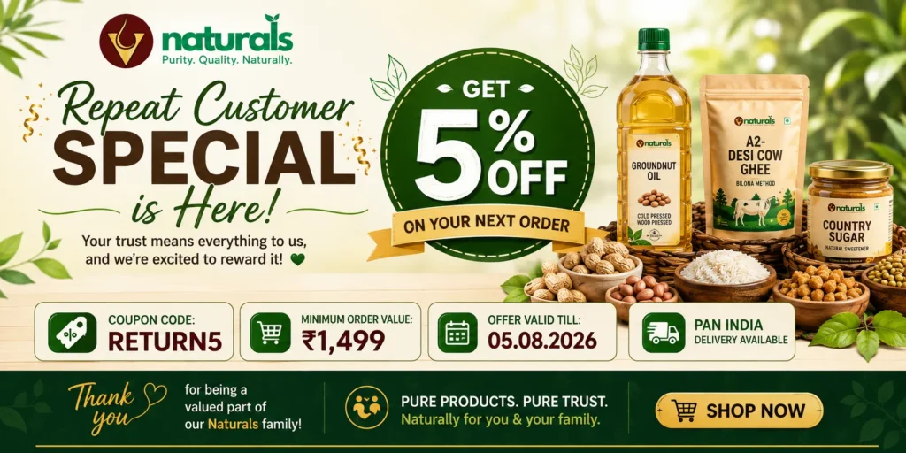 MyVNaturals Repeat Customer Offer – Get 5% OFF on your next order with coupon code RETURN5 on orders above ₹1,499. Offer valid till 05 August 2026.
